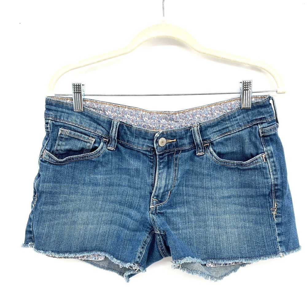 Old Navy vintage y2k low rise micro shorts cutoff blue retro stretch 8